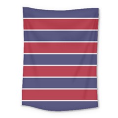 Large Red White And Blue Usa Memorial Day Holiday Horizontal Cabana Stripes Medium Tapestry by PodArtist