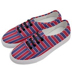 Large Red White And Blue Usa Memorial Day Holiday Pinstripe Women s Classic Low Top Sneakers by PodArtist