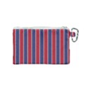 Large Red White and Blue USA Memorial Day Holiday Pinstripe Canvas Cosmetic Bag (Small) View2