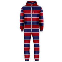 Large Red White And Blue Usa Memorial Day Holiday Pinstripe Hooded Jumpsuit (men)  by PodArtist
