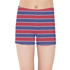 Large Red White And Blue Usa Memorial Day Holiday Pinstripe Kids Sports Shorts by PodArtist