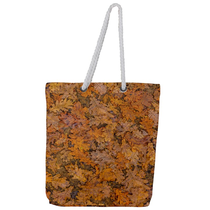 Leaves Motif Pattern Photo 2 Full Print Rope Handle Tote (Large)