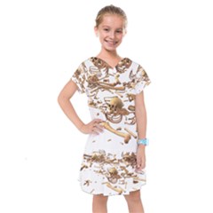 Skull Bone Skeleton Bones Kids  Drop Waist Dress by Sapixe