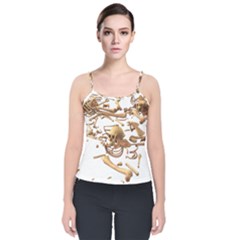 Skull Bone Skeleton Bones Velvet Spaghetti Strap Top