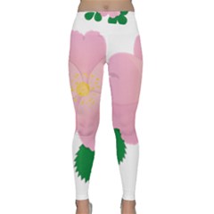 Rose Flower Briar Pink Flowers Classic Yoga Leggings by Sapixe