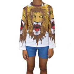 Lion Animal Roar Lion S Mane Comic Kids  Long Sleeve Swimwear