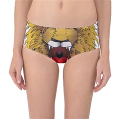 Lion Animal Roar Lion S Mane Comic Mid-waist Bikini Bottoms