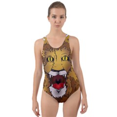 Lion Animal Roar Lion S Mane Comic Cut-out Back One Piece Swimsuit by Sapixe