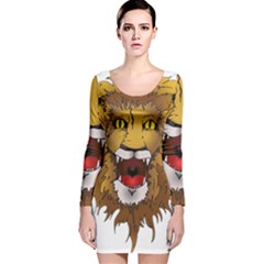 Lion Animal Roar Lion S Mane Comic Long Sleeve Velvet Bodycon Dress