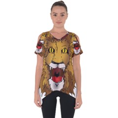 Lion Animal Roar Lion S Mane Comic Cut Out Side Drop Tee