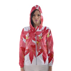 Leaves Maple Branch Autumn Fall Hooded Windbreaker (women)