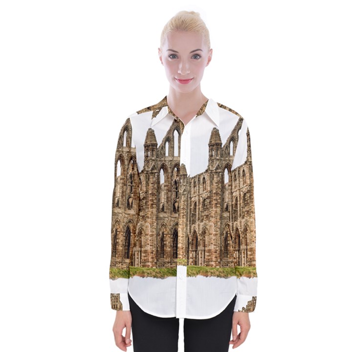 Ruin Monastery Abbey Gothic Whitby Womens Long Sleeve Shirt