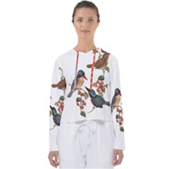 Bird Birds Branch Flowers Vintage Women s Slouchy Sweat