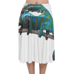 Reptile Lizard Animal Isolated Velvet Flared Midi Skirt