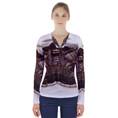 Night Butterfly Butterfly Giant V-neck Long Sleeve Top