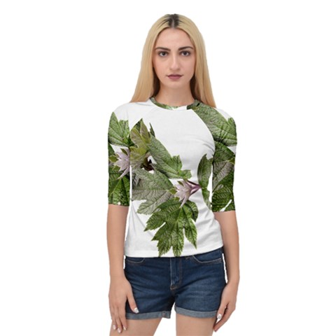 Leaves Plant Branch Nature Foliage Quarter Sleeve Raglan Tee by Sapixe