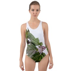 Leaves Plant Branch Nature Foliage Cut-out Back One Piece Swimsuit