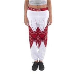Butterfly Red Fractal Art Nature Women s Jogger Sweatpants by Sapixe
