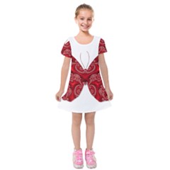 Butterfly Red Fractal Art Nature Kids  Short Sleeve Velvet Dress by Sapixe