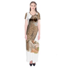 Bird Owl Animal Vintage Isolated Short Sleeve Maxi Dress