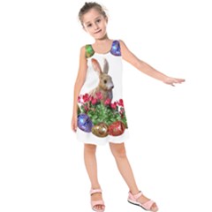 Easter Eggs Rabbit Celebration Kids  Sleeveless Dress