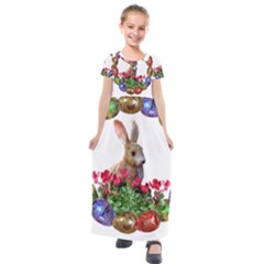 Easter Eggs Rabbit Celebration Kids  Short Sleeve Maxi Dress by Sapixe