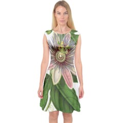 Passion Flower Flower Plant Blossom Capsleeve Midi Dress