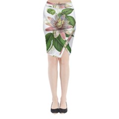 Passion Flower Flower Plant Blossom Midi Wrap Pencil Skirt by Sapixe