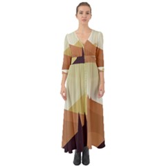 Sky Art Silhouette Panoramic Button Up Boho Maxi Dress