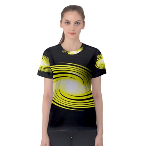 Fractal Swirl Yellow Black Whirl Women s Sport Mesh Tee by Sapixe