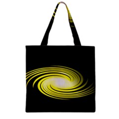 Fractal Swirl Yellow Black Whirl Zipper Grocery Tote Bag