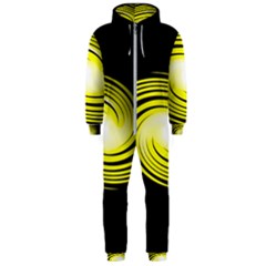 Fractal Swirl Yellow Black Whirl Hooded Jumpsuit (men)  by Sapixe