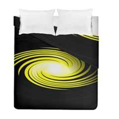 Fractal Swirl Yellow Black Whirl Duvet Cover Double Side (full/ Double Size) by Sapixe