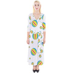 Balloon Ball District Colorful Quarter Sleeve Wrap Maxi Dress by Sapixe