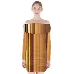Course Gold Golden Background Long Sleeve Off Shoulder Dress by Sapixe