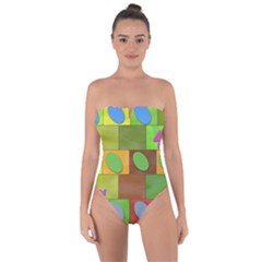 Easter Egg Happy Easter Colorful Tie Back One Piece Swimsuit