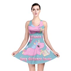 Long Distance Lover - Cute Unicorn Reversible Skater Dress by Valentinaart