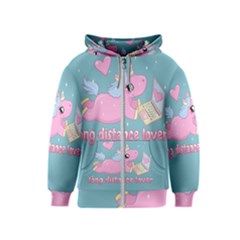 Long Distance Lover - Cute Unicorn Kids  Zipper Hoodie by Valentinaart