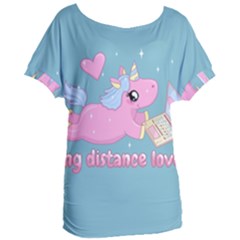 Long Distance Lover - Cute Unicorn Women s Oversized Tee