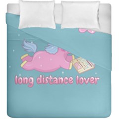 Long Distance Lover - Cute Unicorn Duvet Cover Double Side (king Size) by Valentinaart