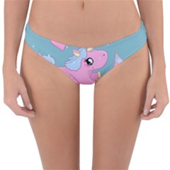 Long Distance Lover - Cute Unicorn Reversible Hipster Bikini Bottoms by Valentinaart