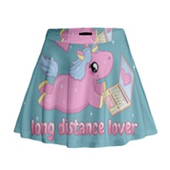 Long Distance Lover - Cute Unicorn Mini Flare Skirt by Valentinaart