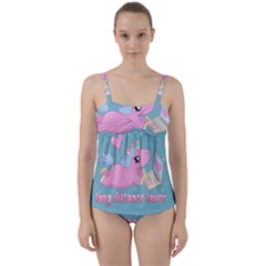 Long Distance Lover - Cute Unicorn Twist Front Tankini Set by Valentinaart