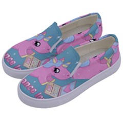 Long Distance Lover - Cute Unicorn Kids  Canvas Slip Ons by Valentinaart