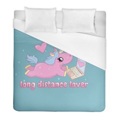 Long Distance Lover - Cute Unicorn Duvet Cover (full/ Double Size) by Valentinaart