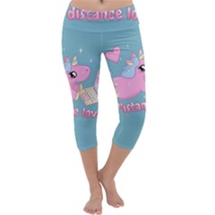 Long Distance Lover - Cute Unicorn Capri Yoga Leggings by Valentinaart