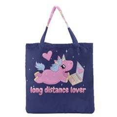 Long Distance Lover - Cute Unicorn Grocery Tote Bag by Valentinaart