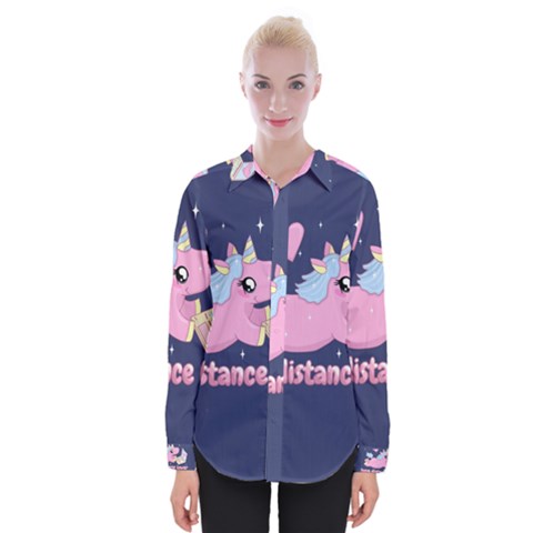 Long Distance Lover - Cute Unicorn Womens Long Sleeve Shirt by Valentinaart