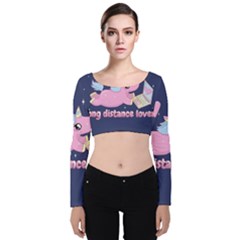 Long Distance Lover - Cute Unicorn Velvet Crop Top by Valentinaart