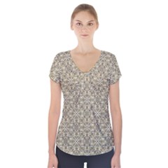 Modern Baroque Pattern Short Sleeve Front Detail Top by dflcprints